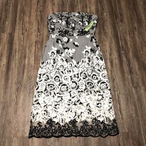 Sam Edelman Dress Women's 12 Gingham Embroidered Midi Sheer Lace Plaid NWT